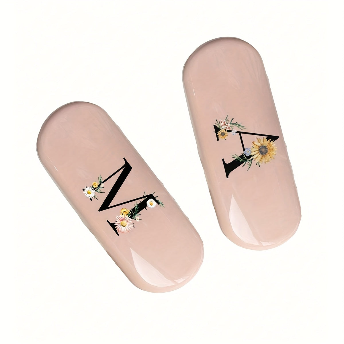 Pink Floral Monogram Glasses Case Waterproof Dustproof Compact Plastic Storage Box for Men and Women