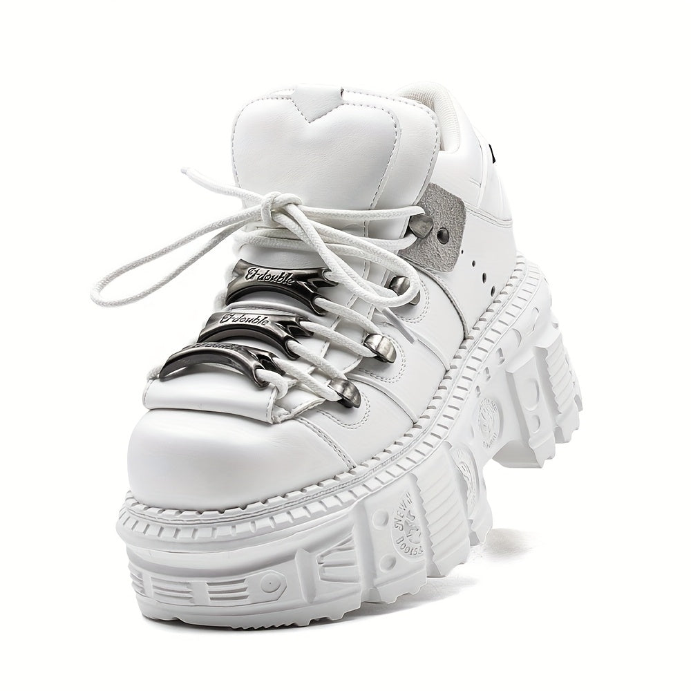 Ayollar uchun Punk Y2K tizzaboti, qalin EVA taglik va metall aktsentlar bilan