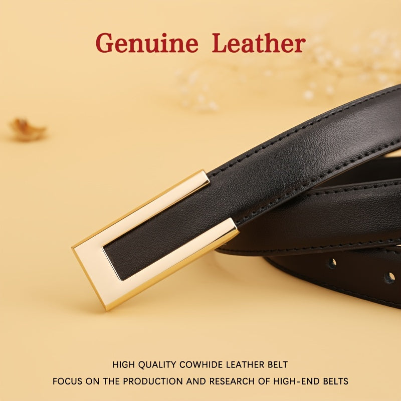 Leather Belt for Men Cowhide Formal Casual Adjustable Black Brown
