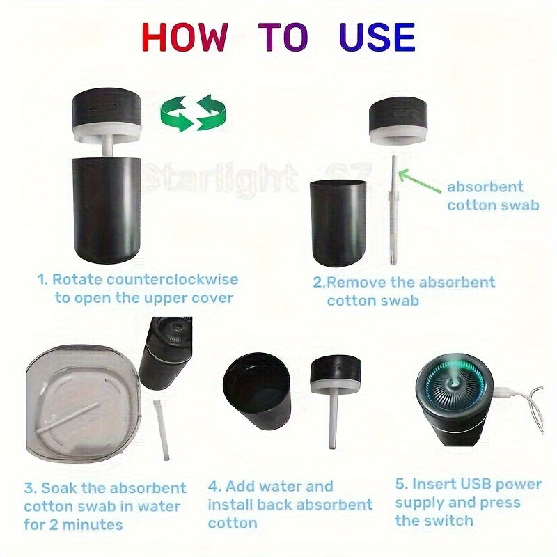 USB Powered Facial Steamer with Atmosphere Lamp Portable Humidifier for Aromatherapy