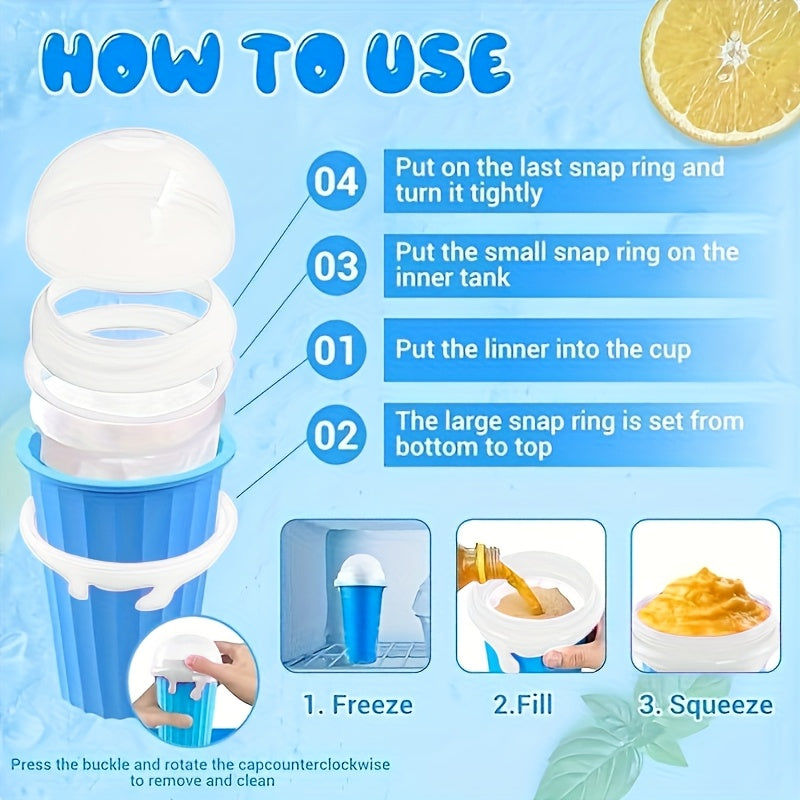 Silicone Slushie Maker Cup 16.9oz qopqog' bilan, quvur tozalagich, sharob va muzqaymoq uchun portativ