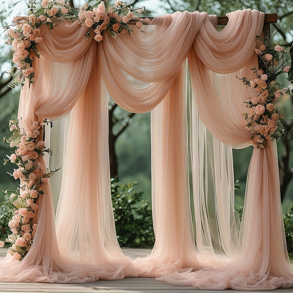 White Chiffon Tulle Curtain for Weddings and Events 19.7ft Long x 236.5ft Wide Sheer Polyester