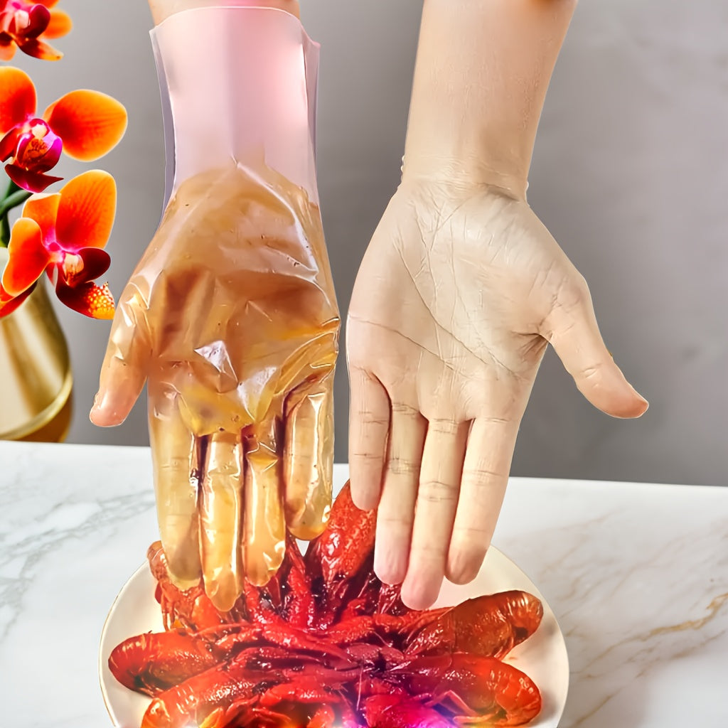 Bir martalik TPE qo‘lqoplar, 100 dona, suv o'tkazmaydigan, boshqariladigan, tozalanmaydigan, uy va oshxona uchun