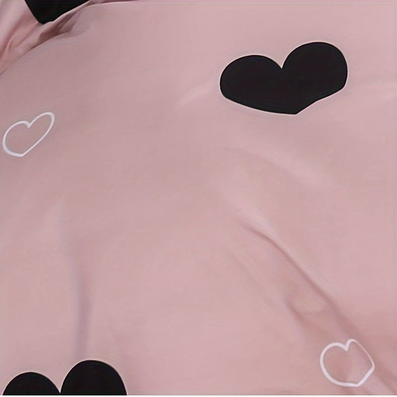 Pink Quilt Cover and Pillowcase Set with Love Holiday Blessing Design, 2 or 3 Piece