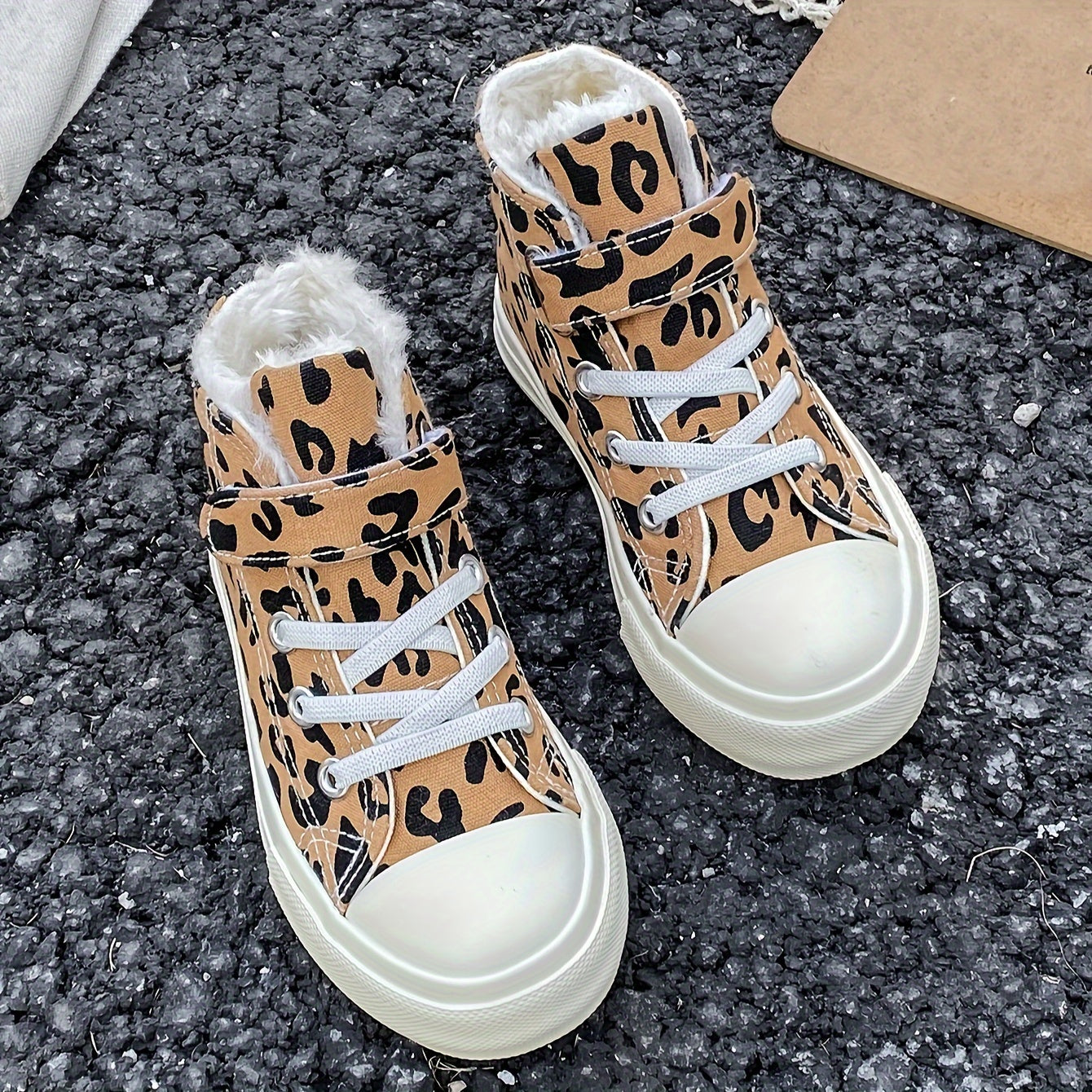 Детские зимние кроссовки из холста для мальчиков и девочек, высокие, с нескользящей подошвой, плюшевой подкладкой