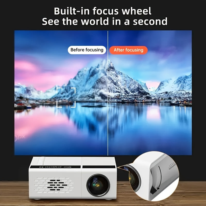 Mini White Portable Projector 1080P Full HD Support for Movies and Gaming