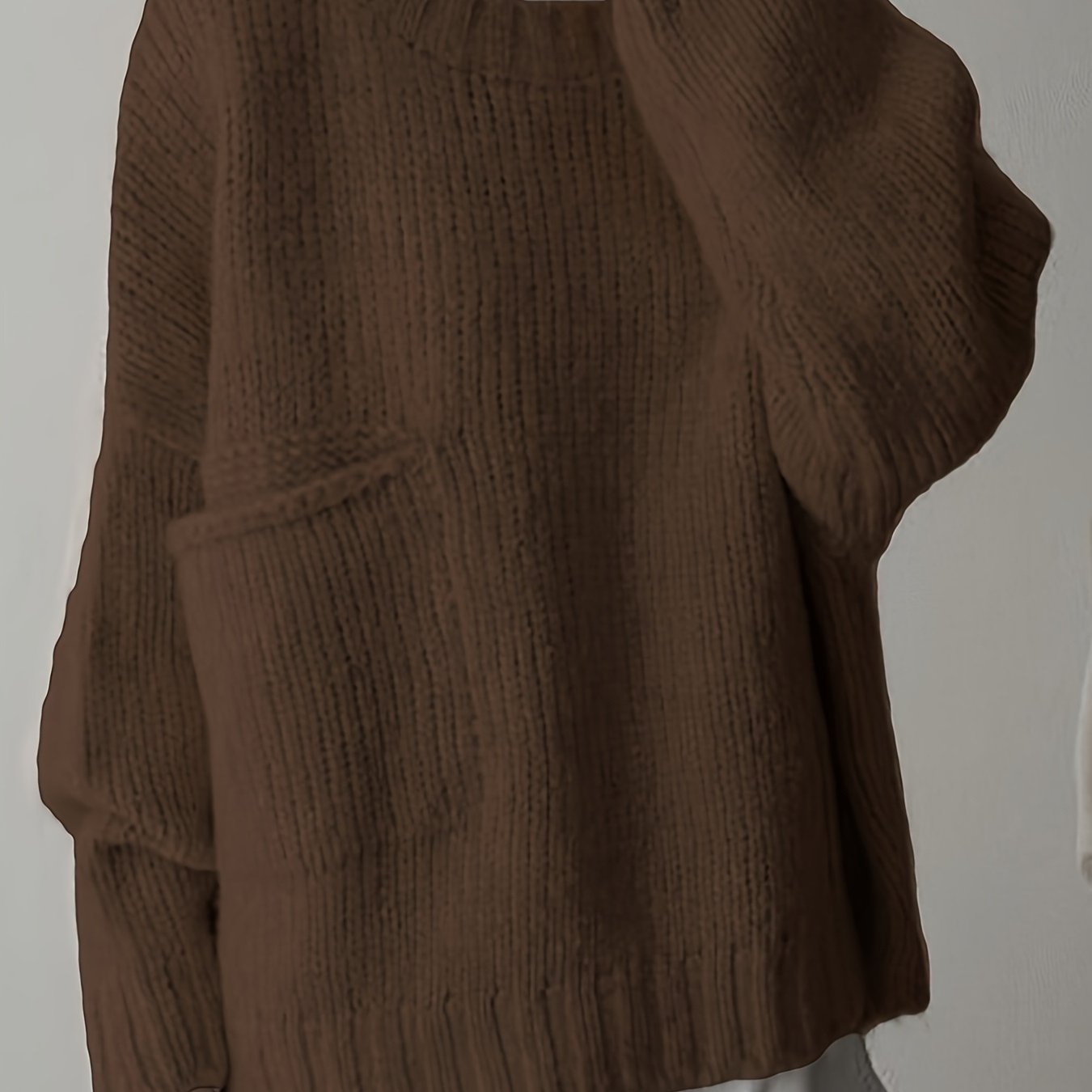 Women's Plus Size Knit Sweater with Pockets Long Sleeve Fall Winter