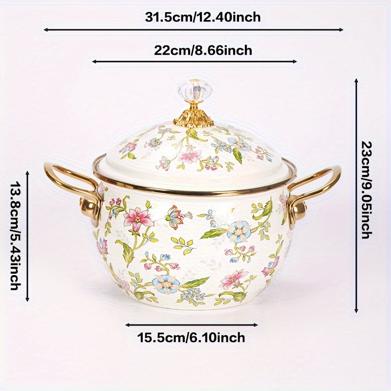 Rang-barang emal olma shaklidagi qozon, pishirish va xizmat qilish uchun, issiqlikka chidamli, oson tozalanadi