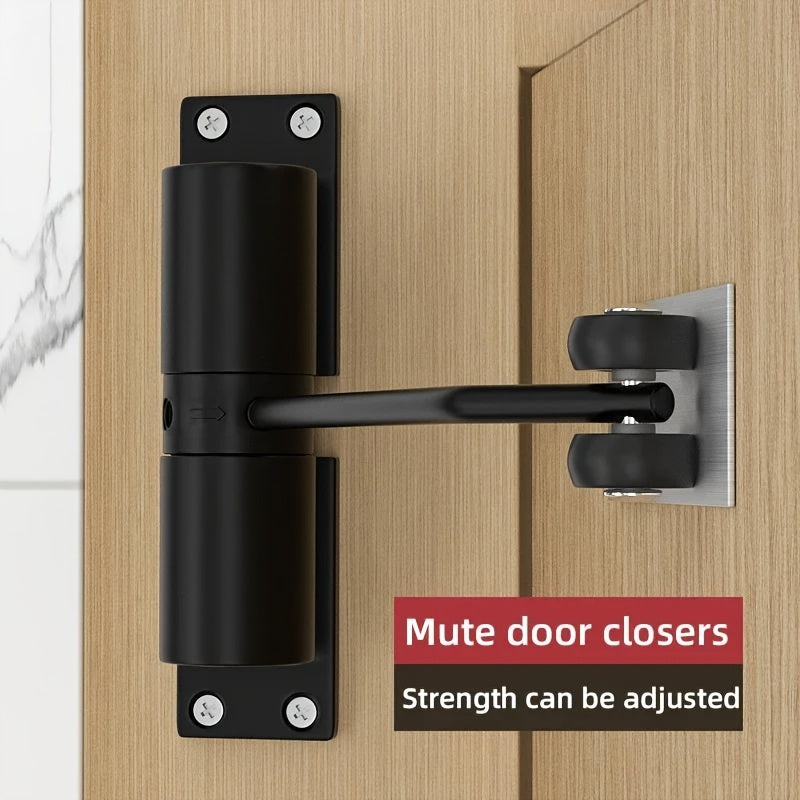 Stainless Steel Automatic Door Closer Black Surface Mounted with Adjustable Strength and Touch Remote Control