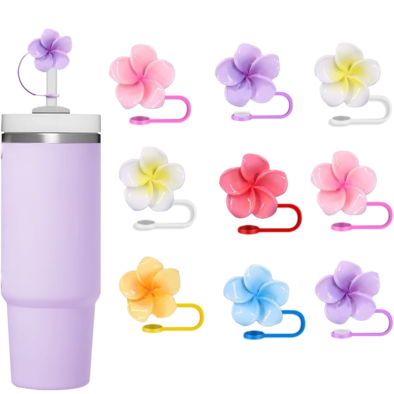 Tapones de silicona de grado alimentario para pajillas en forma de flor para vasos de 30oz y 40oz, set de 2 o 4