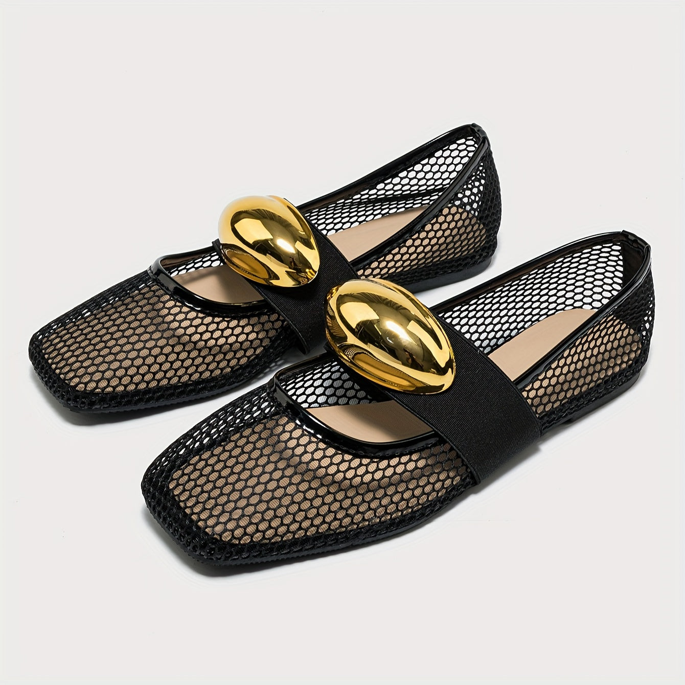 Women's Metallic Slip-On Flats Lightweight Breathable Mesh Shoes