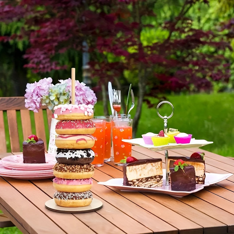 Wooden Donut Holder Display Stand for Weddings and Parties Detachable Design