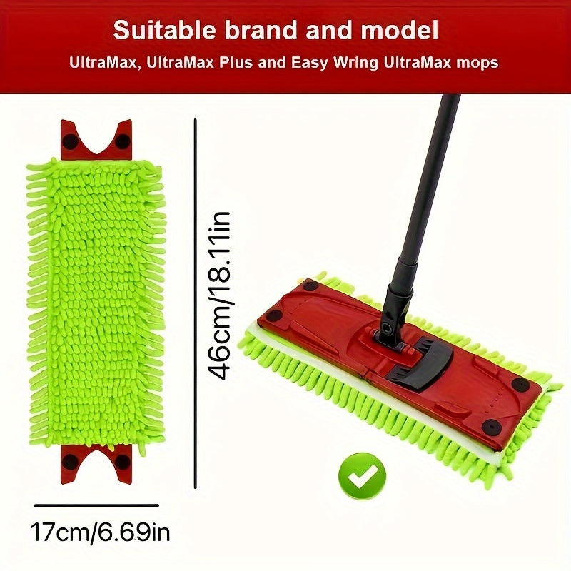 2-in-1 Flat Mop Replacement Pads, 45.72x15.24cm, Absorbent, Wet and Dry Cleaning