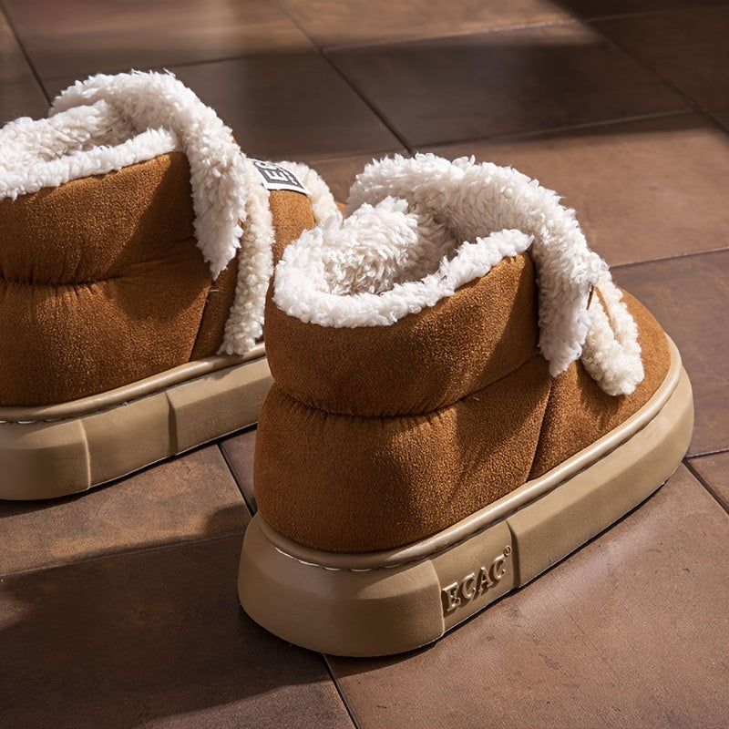 Women's Ankle Boots Minimalist High-Top Short Plush Lined Color Block