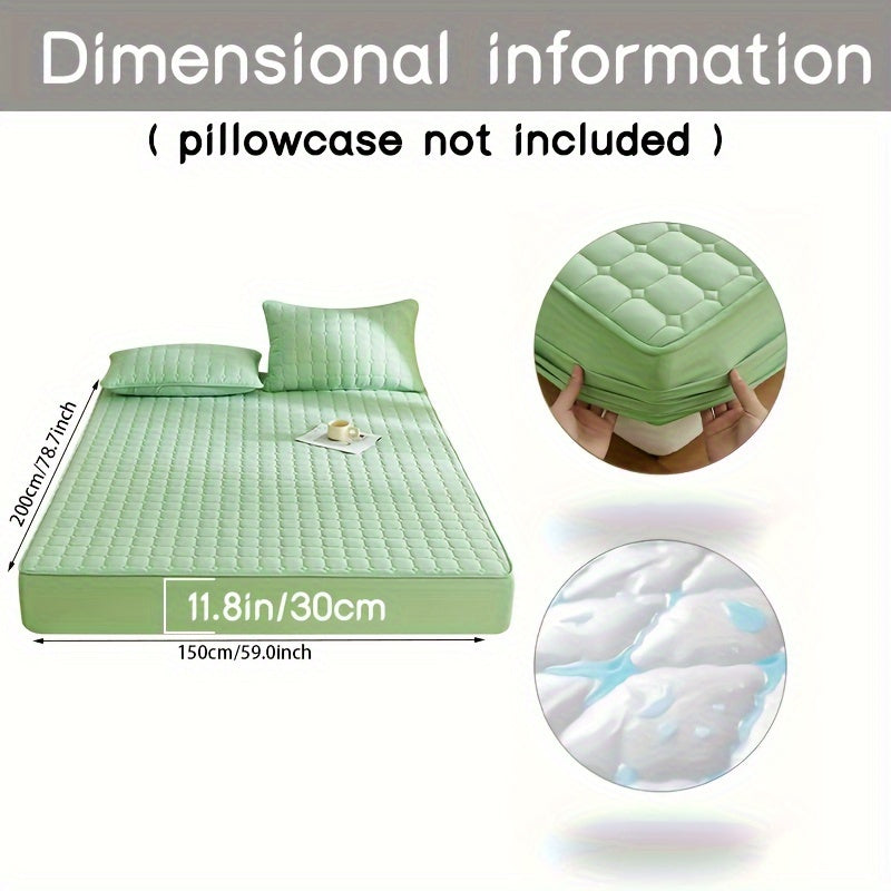 Solid Color Quilted Fitted Sheet Waterproof Thickened Breathable Fabric Fits Mattresses 5-27cm