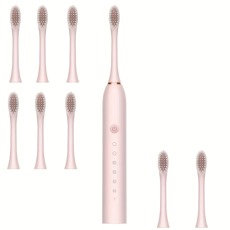 Pack de 8 cepillos de dientes eléctricos Sonic para adultos con 6 modos, cabezales de repuesto