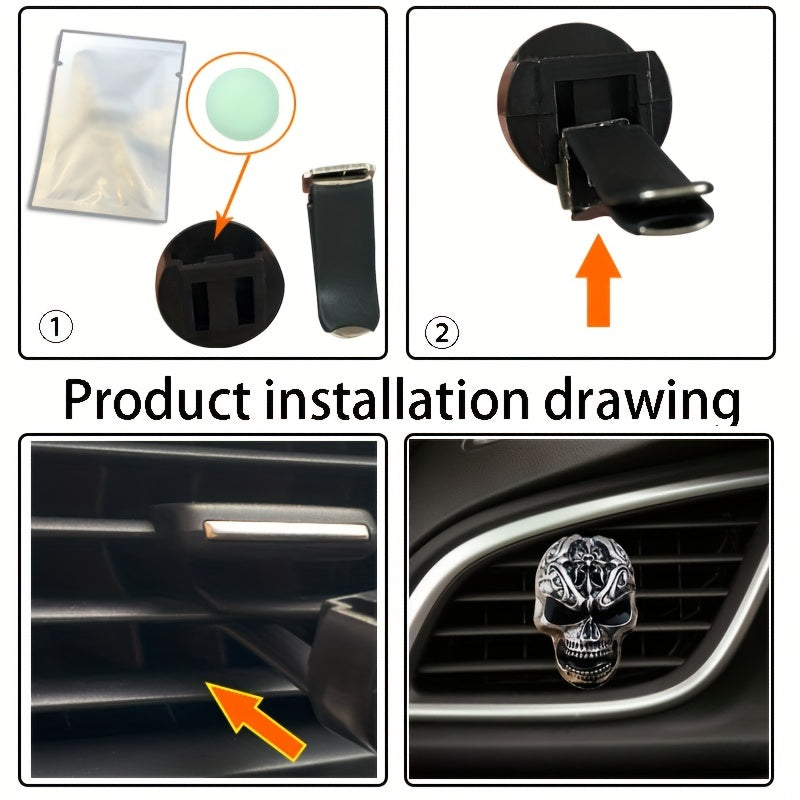 Ambientador de coche con diseño de calavera, aroma natural, perfume para coche, aromaterapia, clip
