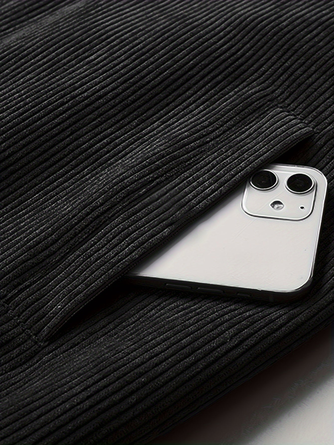 Chaqueta de pana para hombre con forro de felpa, cuello alto, corte regular, otoño e invierno