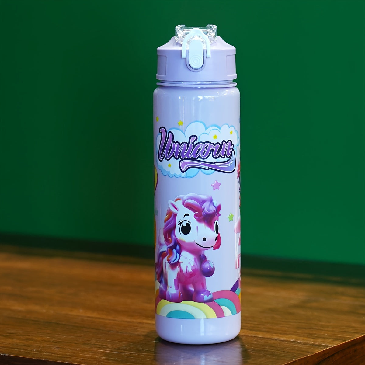 Cartoon 25oz Leak-Proof Shaker Bottle with Straw for Outdoor Activities