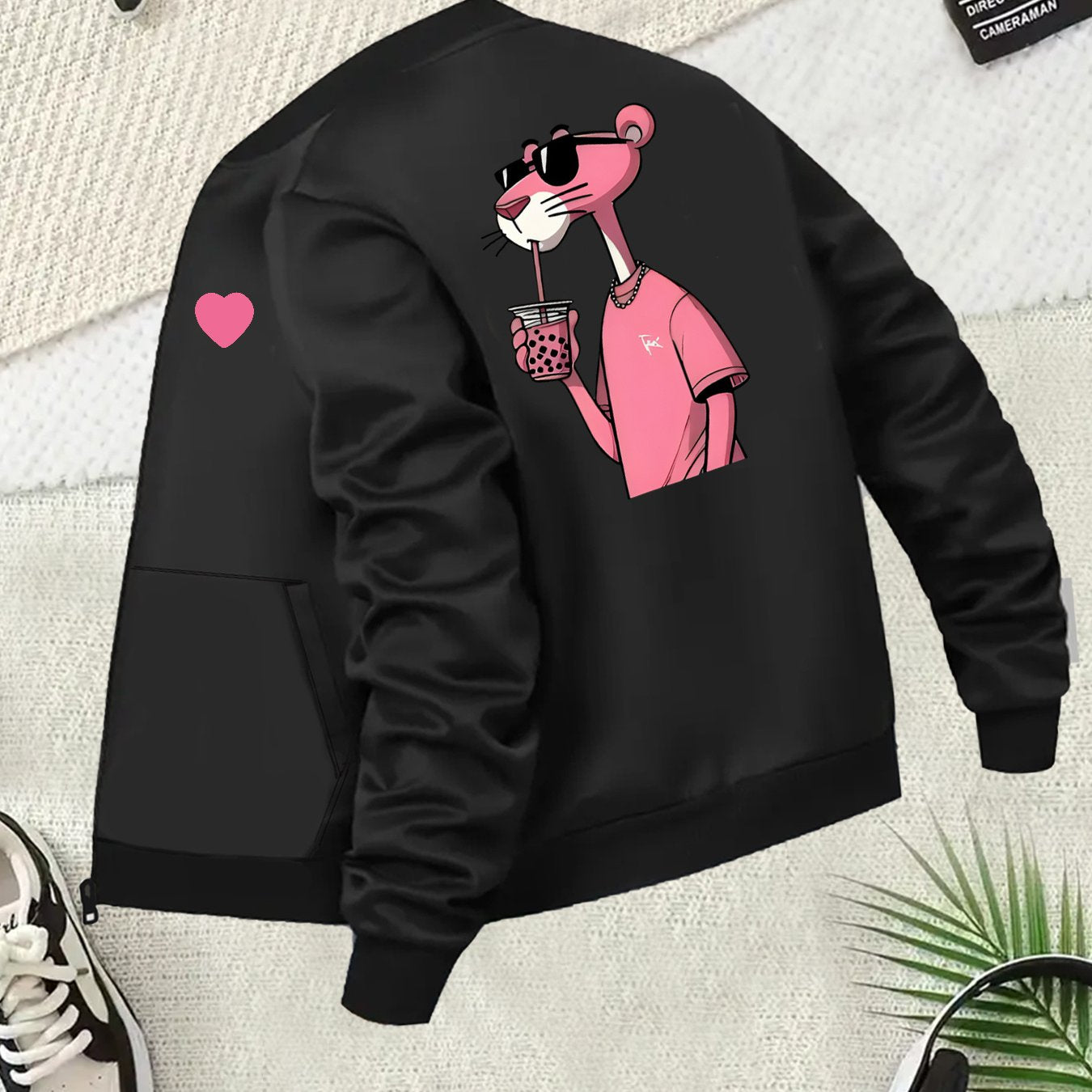 Women's Plus Size Casual Polyester Jacket with Cartoon Print Long Sleeve