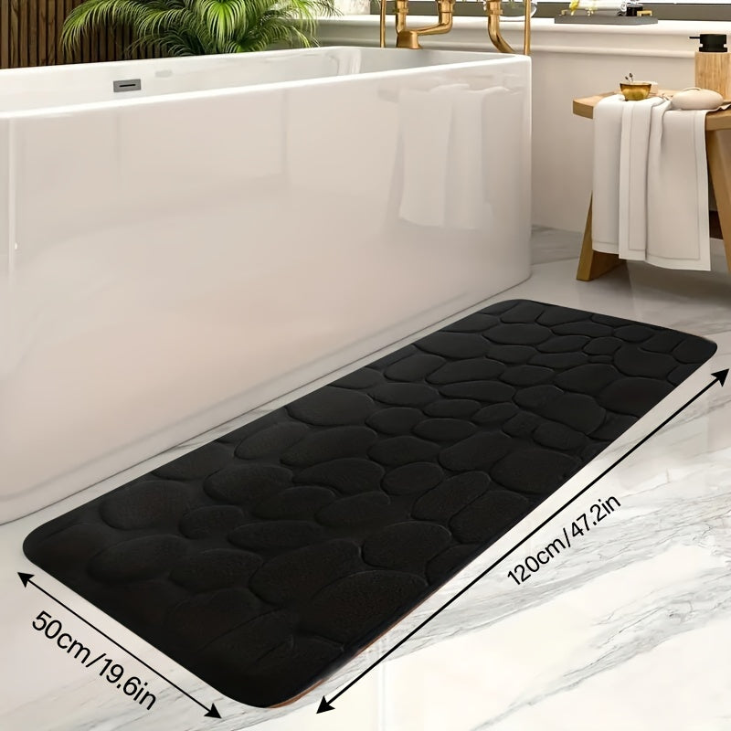 Alfombra de baño de espuma viscoelástica con relieve de piedra, antideslizante, suave, absorbente y lavable