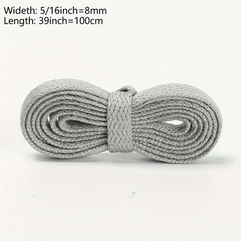 Unisex Flat Shoe Laces Polyester Black White Gray Sneakers Casual