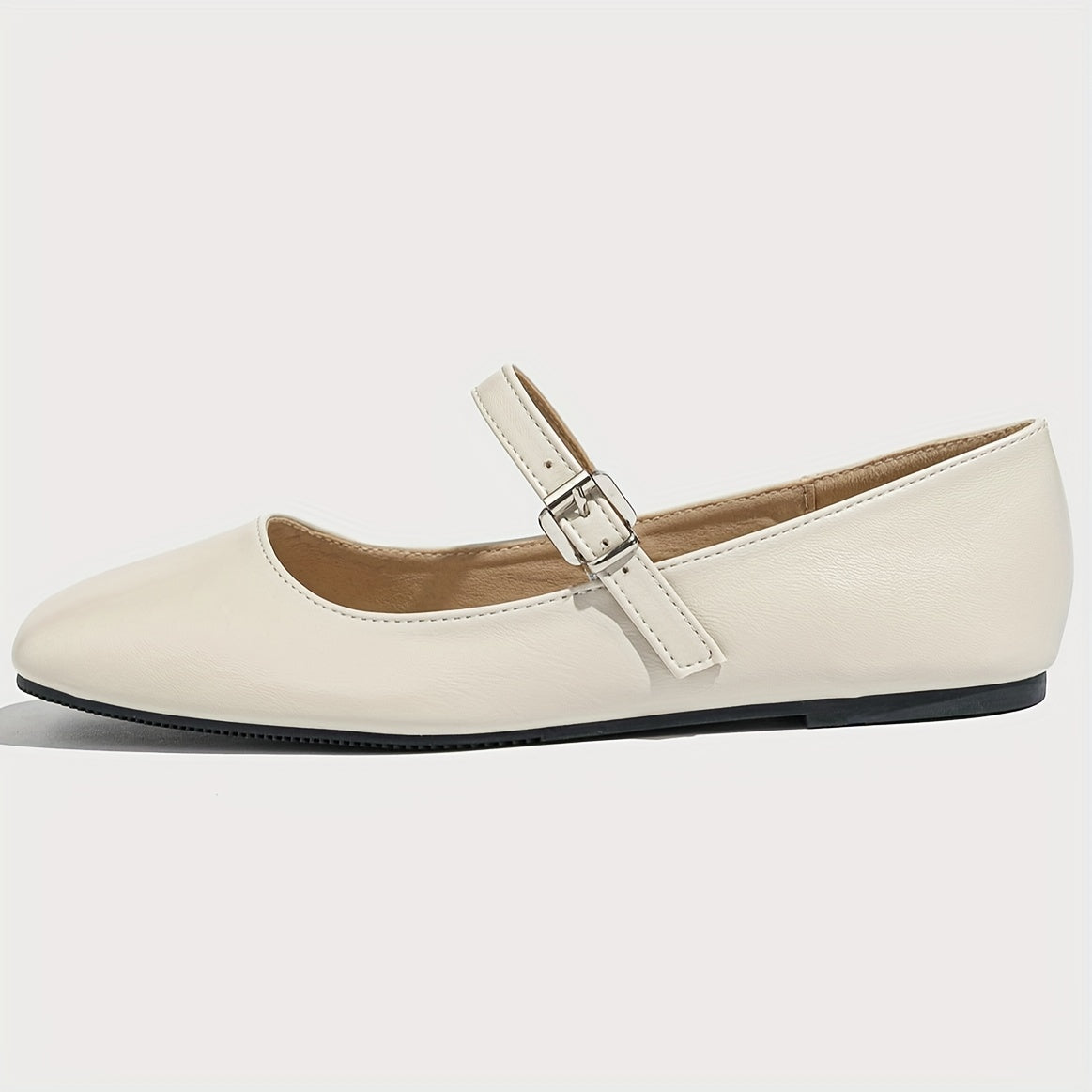 Ayollar uchun kvadrat barmoqli Mary Jane tufli, yopiladigan, burmalik bilan, oq, qora, qizil