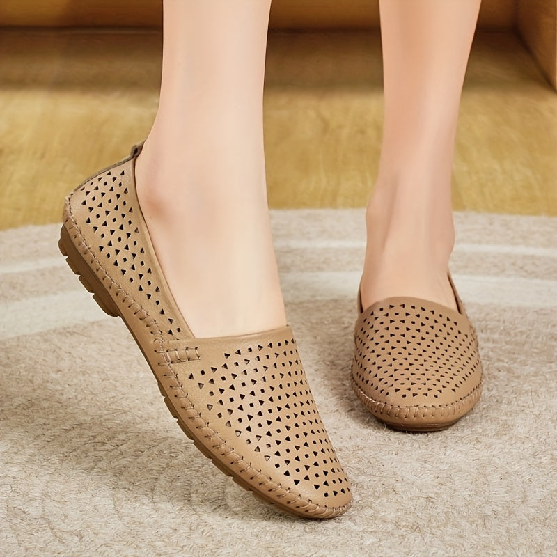 Women's Breathable Summer Slip-On Loafers Casual Round Toe Non-Slip Lightweight PU