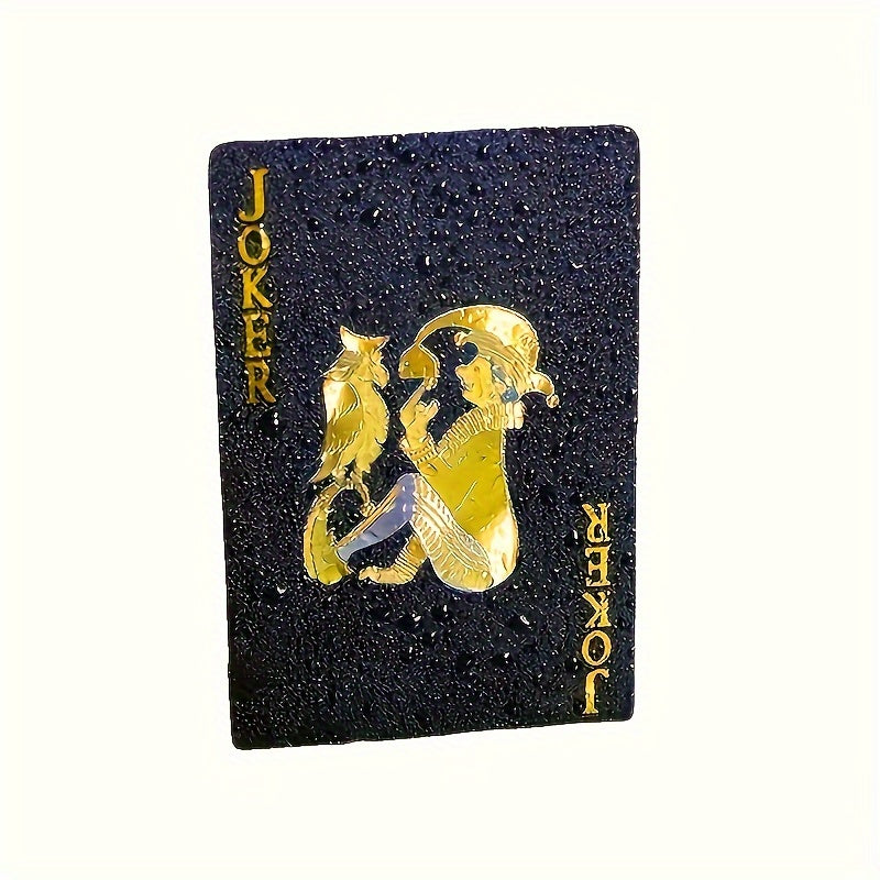 Black and Gold Foil Waterproof Plastic Poker Playing Cards - 54 Deck for Parties and Games