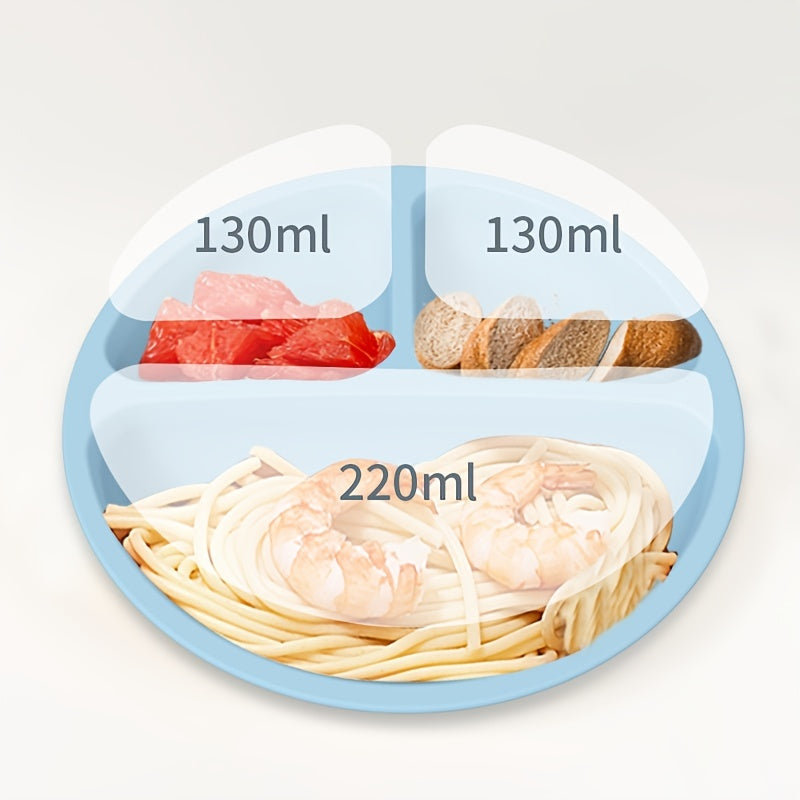 Kids Silicone Dinner Plate Non-Slip Divided Feeding Bowl for Children