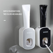 Automatic Toothpaste Dispenser Wall-Mounted Toothbrush Holder No-Drill Squeezer