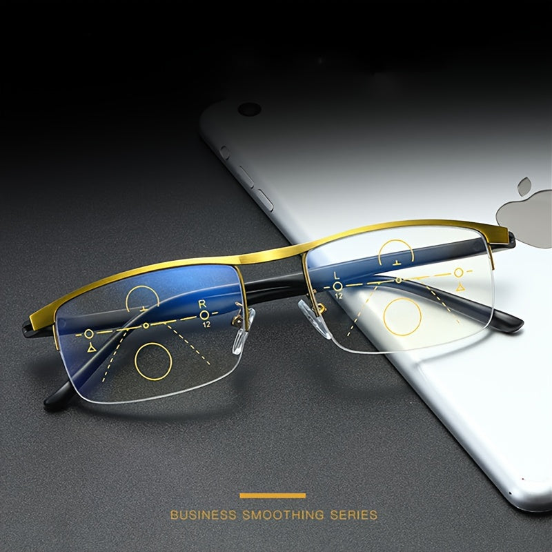 Unisex Dual-Purpose Reading Glasses with Blue Light Protection and Half-Frame