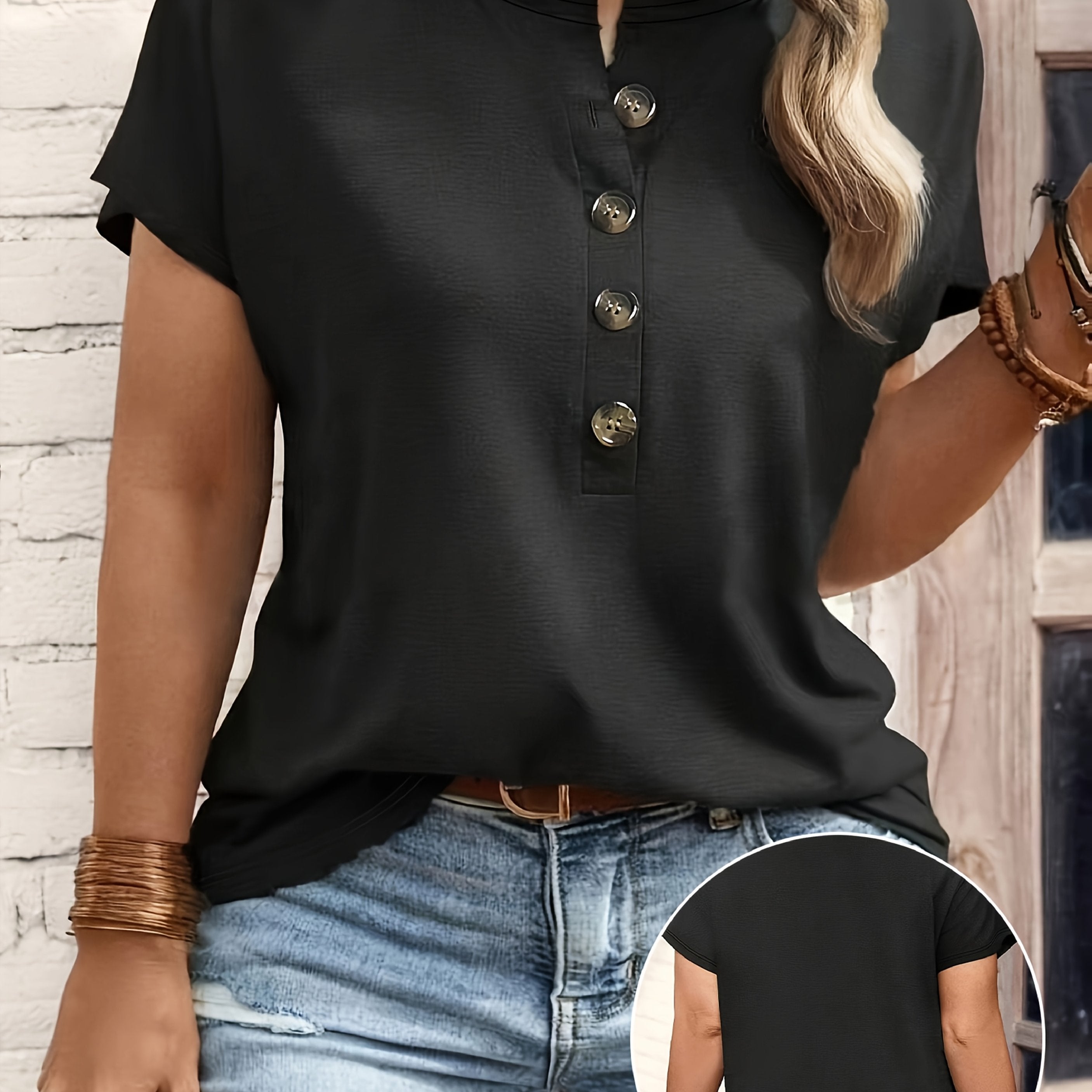 Women’s V-Neck Short Sleeve T-Shirt Solid Green Lightweight Polyester Casual