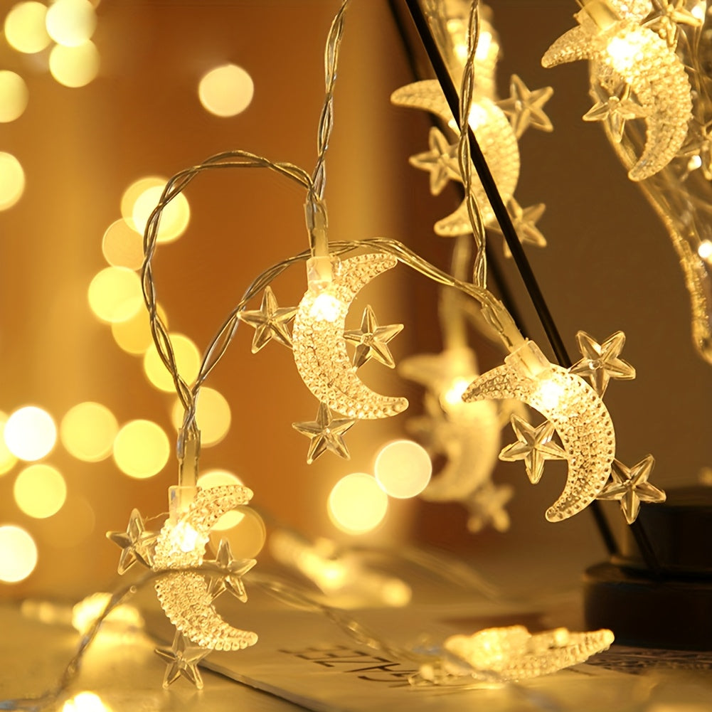 Светодиодные гирлянды Луна и Звезда на батарейках для свадебного и домашнего декора, длина 1,5 м, 3 м, 6 м