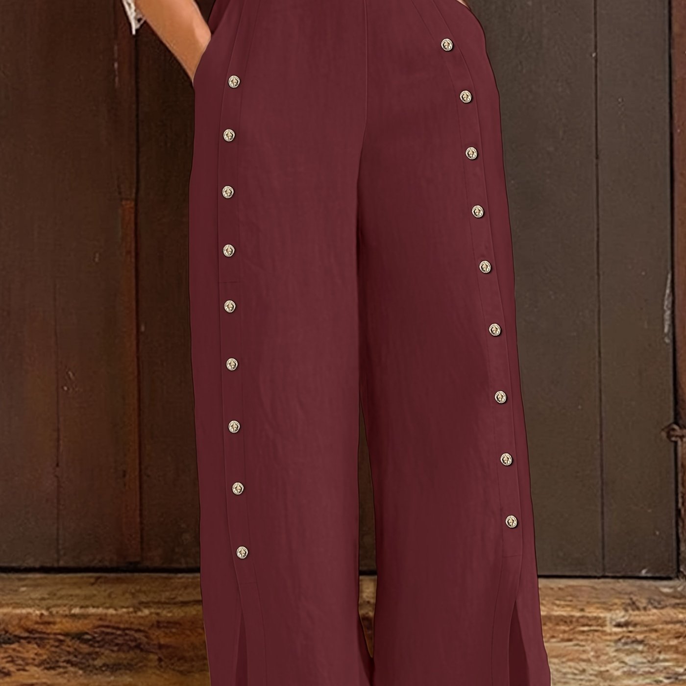 Women's Plus Size Casual Pants High-Waisted Lightweight Polyester Dark Gray