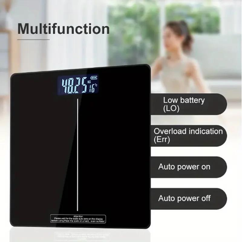 Цифровые напольные весы для ванной комнаты Black с автоматическим включением/выключением, индикатор перегрузки, батарея не входит в комплект