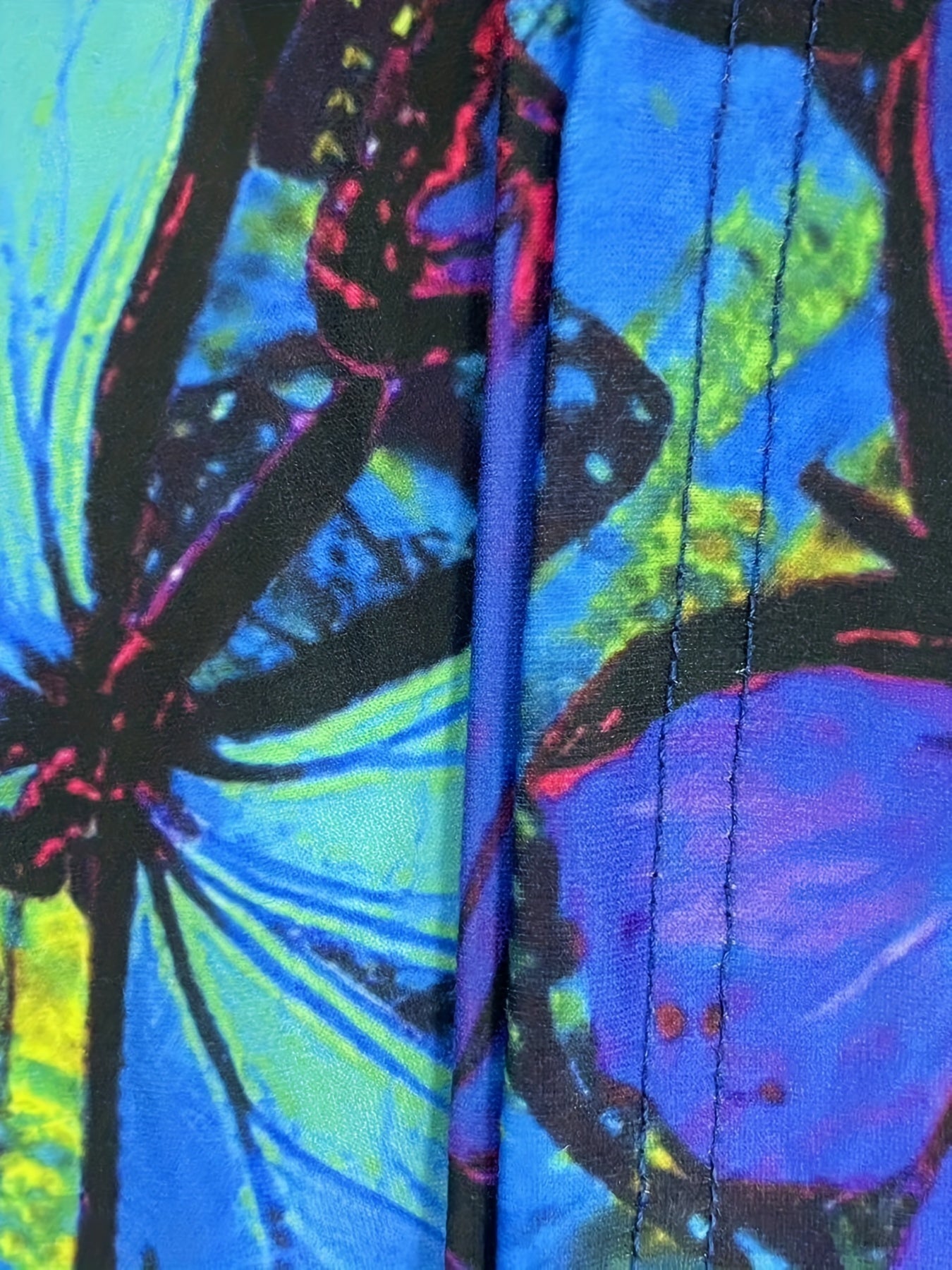 Plus Size Butterfly Print Romper V-Neck Sleeveless Pockets Stretchy Machine Washable