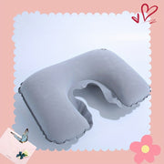 Inflatable Travel Neck Pillow U-Shaped Plush Washable Cover for Car Sleep