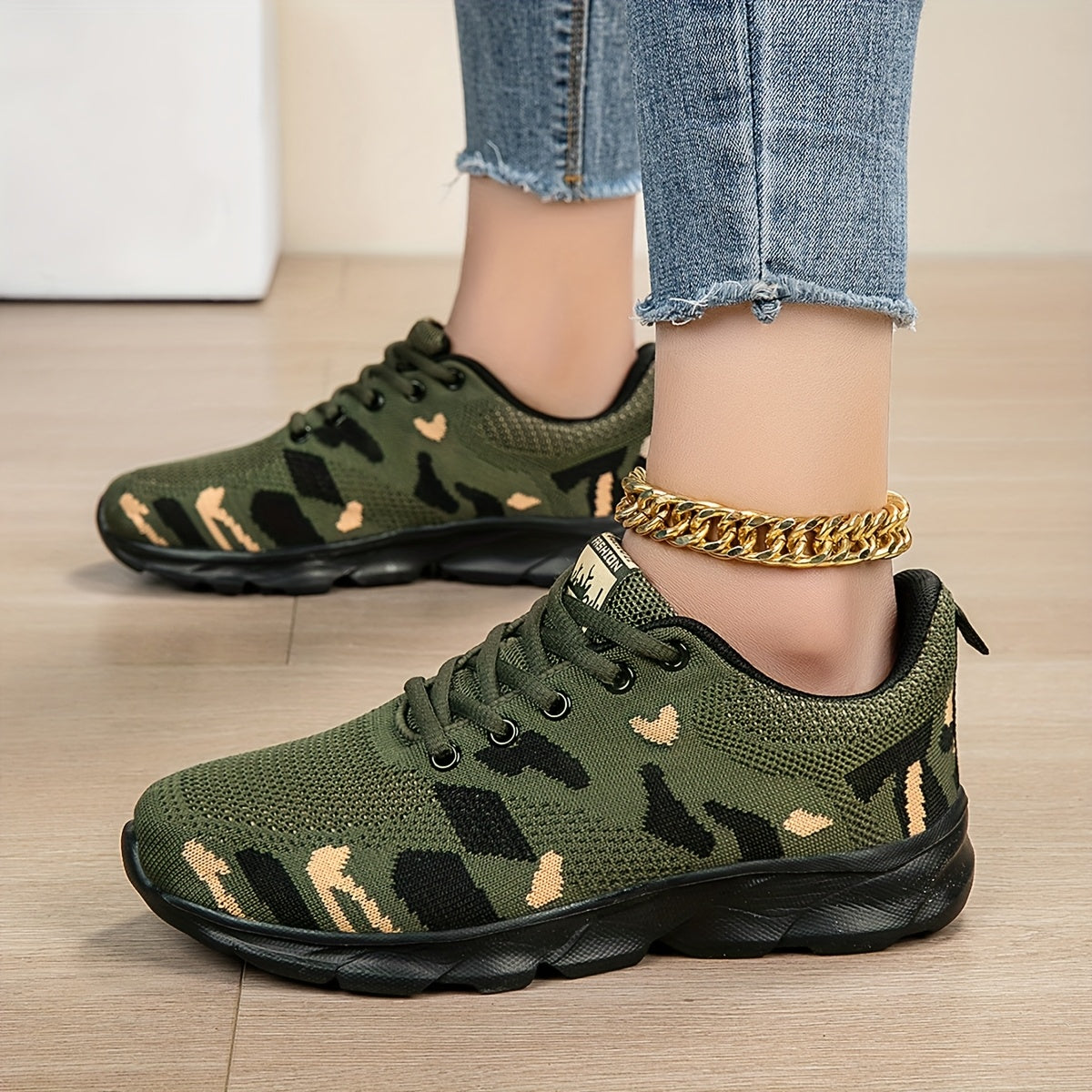 Women Camouflage Mesh Sneakers Lightweight EVA Sole Casual Running Shoes