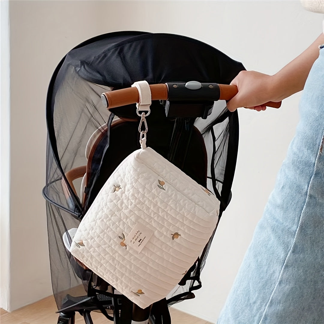 Embroidered Diaper Bag with Zipper Organizer Multi-Functional Wet Dry Bag for Stroller