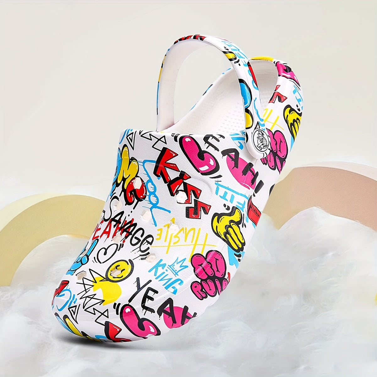 Women's Tie-Dye EVA Clogs with Pink Flamingo and Blue Bird Pattern for Beach and Casual Wear