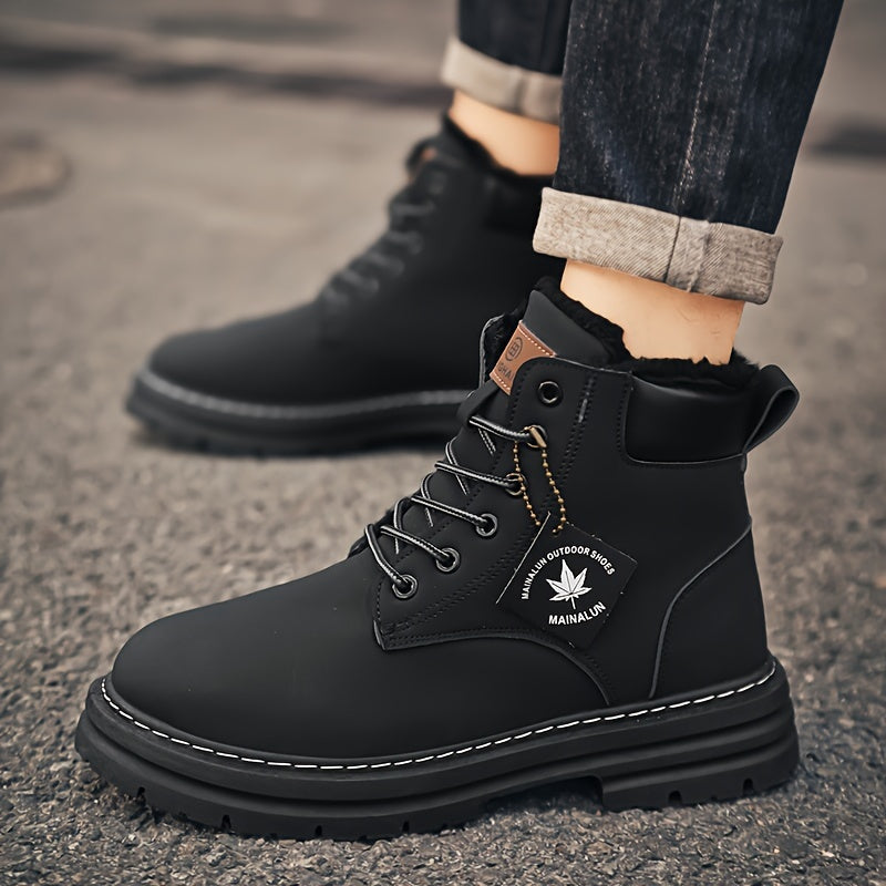 Men's All-Season High-Top Snow Boots with Plush Comfort and Round Toe