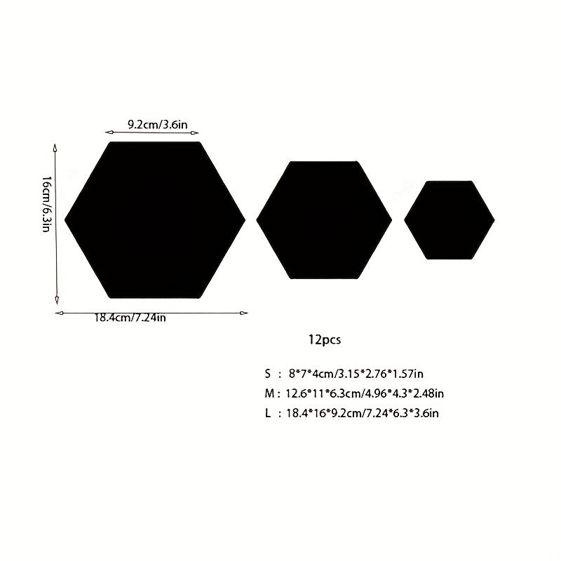 Hexagonal Acrylic Wall Decals Set of 12 for DIY Home Bedroom Living Room Decor