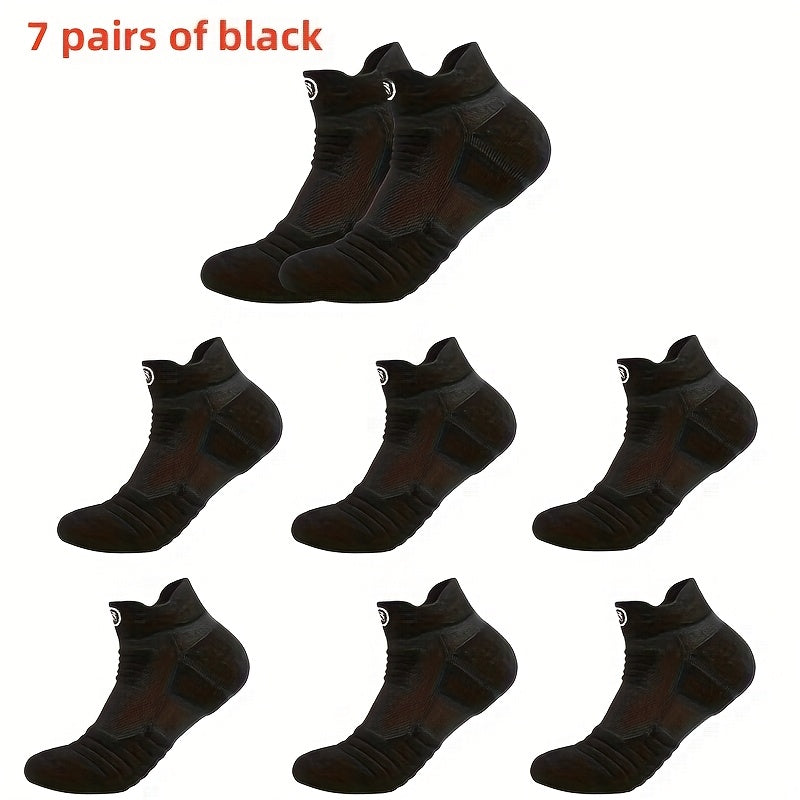 Men's Athletic Compression Socks 5 Pairs Breathable Sweat-Wicking Polyester Gray Black White