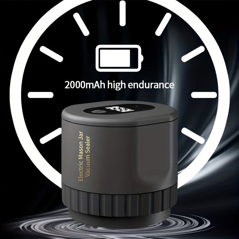 Электрический набор вакуумных герметизаторов для банок с широким и стандартным горлышком, черный