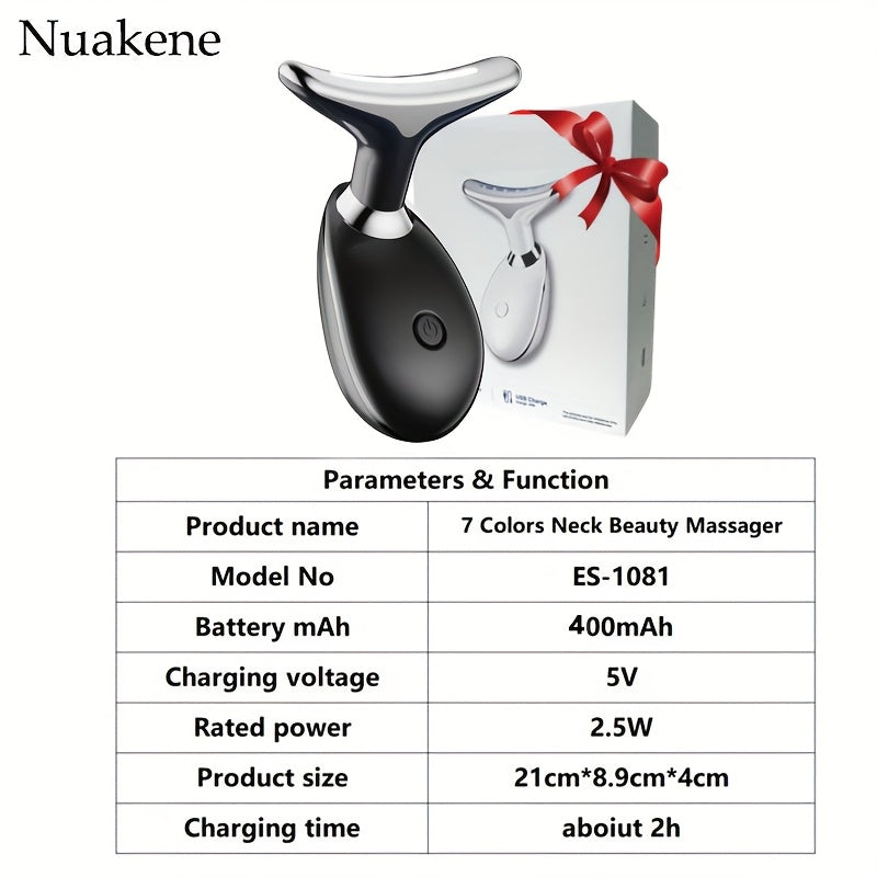 Vibrating Heat Neck Face Massager with 7 Colors USB Rechargeable Skincare Home Facial