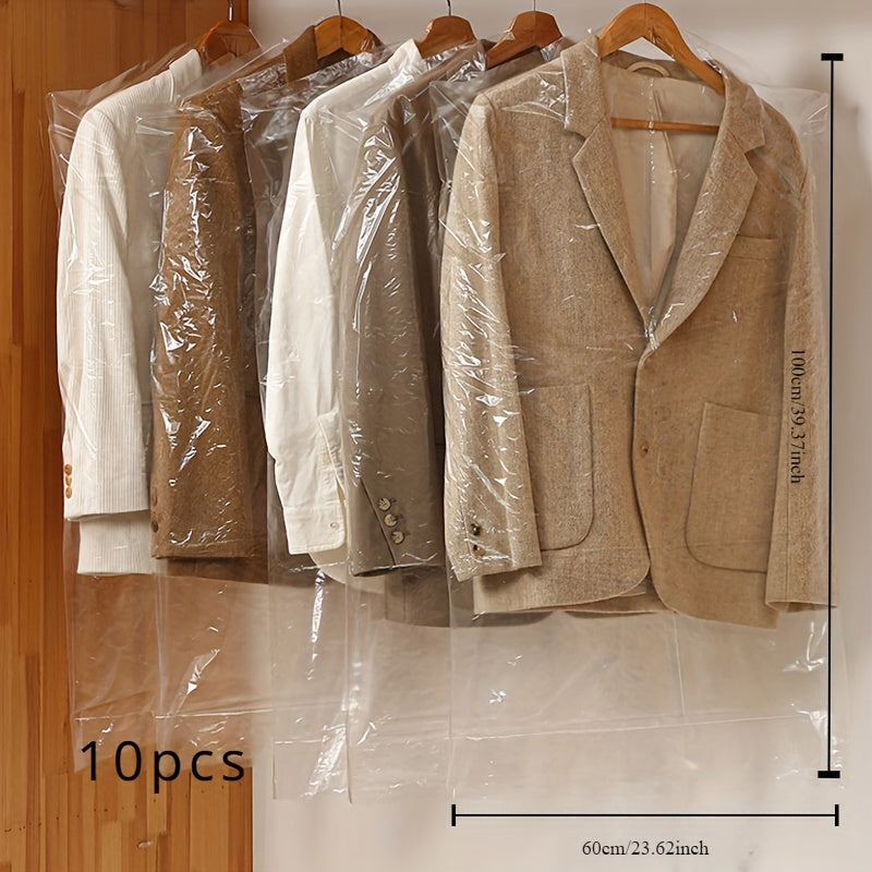 Juego de 10 bolsas de funda protectora de ropa transparente para almacenamiento y organización en armario