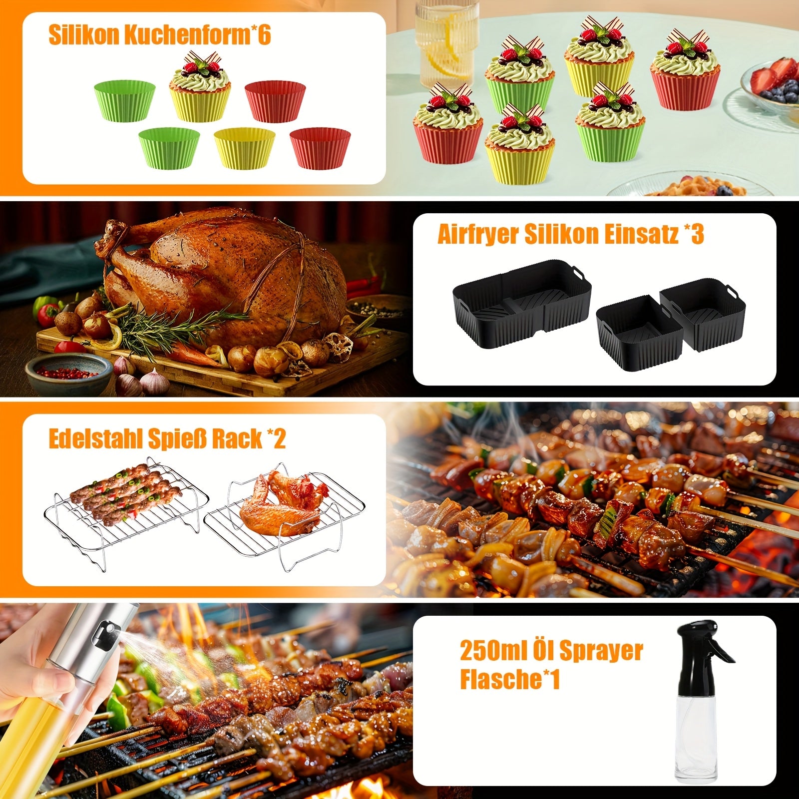 Ninja Foodi Flexdrawer 10.4L Silikonli Issiq Havo Qovurish uchun Aksesuarlar AF500EU modeliga mos keladi, 1 ta 10.4L va 2 ta 5.2L qovurish uchun Ninja Hot Air Fryer uchun.