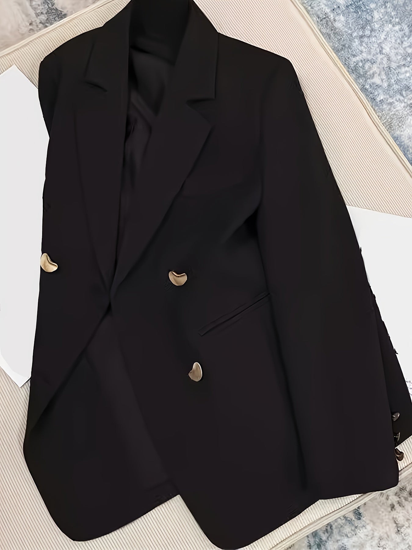 Women's Blazer Long Sleeve Double-Breasted Solid Polyester Casual Chic Spring Fall