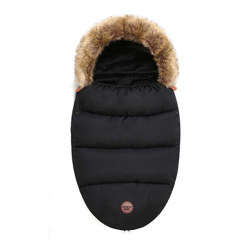 Unisex Baby Stroller Footmuff Warm Bag with Detachable Fur Collar and Foot Cover in Grey Black and Army Green
